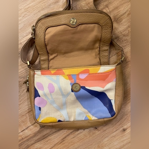 Fossil Woman’s Preston Multi Color Floral Leather and Canvas Crossbody Purse - Picture 9 of 9